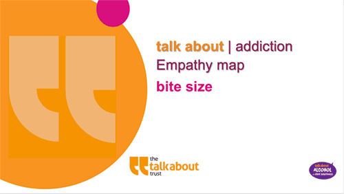 Front cover for bite size Addiction - Empathy map