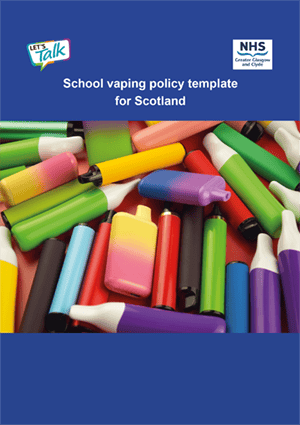 Front cover for School vaping policy template for Scotland